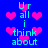 Blue background with pink heart shapes and cyan text reading 'Ur all i think about' repeated in a pattern