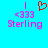 A static pixel art image with a bright cyan background, displaying two identical text blocks side-by-side featuring 'I <333 Sterling' in pink and blue gradient letters.