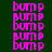 Animated sequence of pink 'bump' text on dark green background with white horizontal bars shifting across the text