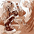 A pixelated brown and white image shows a stylized figure with a curved body and extended limbs against a light background.