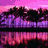 Pixelated landscape split into four quadrants showing sunset, beach, and pier scenes with vibrant colors.