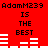 Red background displays "AdamM239 IS THE BEST" text with white audio waveforms, repeating in two identical horizontal sections.