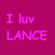 Two side-by-side pixelated text displays on solid backgrounds, each showing "I luv LANCE" in stylized lettering.