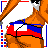 Animated contact sheet of pixel art icons featuring a cartoon woman in various poses with text "haitian mami" on white backgrounds bordered by red and blue dots.