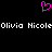 A pixelated pink heart symbol above repeated white text reading "Olivia Nicole" on a black background.