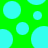 Green background with multiple cyan circles of varying sizes scattered across the surface.