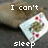 A four- displays a static image of a white square with red accents and a green central figure, overlaid with pixelated text reading "I can't sleep in the wake of SATURDAY SATURDAY"