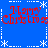 Blue background with red "Merry Christmas" text repeated four times in a , framed by white snowflakes and dotted lines