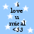 Light blue background with white stars, black text reading 'i love u mic al <33' arranged vertically in two identical