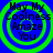 Four identical circular icons with green concentric rings on a blue background, each containing the text "May My Coolness Amaze You" in black pixelated font.