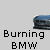 A static image shows a burning BMW car with text below it, displayed in two of three identical icons each