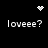 Pixelated white text and symbols on black background, with animated heart and starburst elements cycling above and below text.