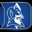 Blue shield-shaped icon with white Duke mascot silhouette, adjacent to text reading "Duke Rocks" and four player names below on black background.
