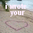 A beach scene with a heart drawn in sand, text reading "i wrote your name in the sand" and a small heart symbol.
