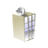 Pixelated icon of a beige box with a glass front showing blue and white internal elements and a gray top component.