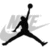 Black silhouette of a basketball player mid-jump holding a ball, with light gray Nike swoosh and partial 'NIKE' text in the background.