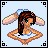 Animated contact sheet of a pixel art character in swimsuit performing hair-shaking motion with "SHAKE IT" text variants across frames.