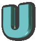 stylized U-shaped icons in teal and white with black outlines, arranged in five and five on a gray background