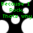 Green pixelated text reads 'Because I Rock. Thats why' over black background with white circular shapes.