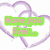 Six green text blocks on a white background with overlapping purple heart outlines, each containing romantic or affectionate phrases.