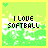 nine identical pixelated icons with green backgrounds, white cloud-like patterns, and black text reading "I LOVE SOFTBALL" in a retro font