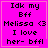 A bright pink square icon with black pixelated text reading "Idk my Bff Melissa <3 I love her- bffl" and a light pink border, featuring subtle animation changes in the bottom-right corner.