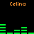 Green bar graph elements and orange text 'Celina' appear on a black background in a pixelated style.
