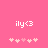 Pixelated white text 'ily<3' on pink background with five light pink hearts below, two versions show heart animation changes.