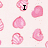 Pixelated pink hearts on a light pink background with black text reading "I LOVE" and "campHARLAM <3" in different sections.