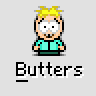 A 4x4 contact sheet of pixel art frames showing a cartoon character with blonde hair and teal shirt in various poses, expressions, and partial views across 14 sampled animation frames.