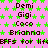 Static image with pink background, green star pattern, and repeated text names Demi, Gigi, Coco, Brianna, and 'EFFS for life' in dark brown pixelated font.