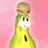 Pixelated cartoon bottle with brown cap, green neck, yellow body, white face, black eyes and mouth on pink background.