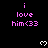 Pixelated text and heart symbols on a black background with a gray corner, displayed in a