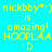 Yellow text on cyan background repeats 'nickbby*:) is amazing! HOOP LAA *B' in a pattern with no visible animation changes