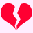 Two red broken heart shapes side-by-side on a white background, each with jagged edges and no text or additional elements.