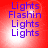 Red background with blue text reading Lights Flashin Lights Lights in four , showing pixelated animation changes across frames