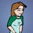 Pixelated character with brown hair in green and light blue shirt, shown from multiple angles against solid background.