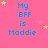 Pink background with blue text reading 'My BFF is Maddie' repeated in a , yellow stars scattered throughout