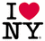 Black 'I' and 'NY' text flanks a red heart symbol on white background, forming "I ❤️ NY" in pixelated font with gray anti-aliasing edges.