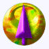 A circular icon with a swirling yellow-green background features a purple arrow that changes orientation across four views.