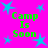 Bright pink background with blue star shapes and green text reading "Camp Is Soon" repeated four times in a pattern