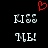 Red pixelated heart above white pixelated text 'KISS ME!' on black background, two identical side-by-side displays.
