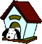 Animated contact sheet showing a cartoon dog in a house with speech bubbles containing Zs across five frames.