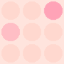 light pink circles on a pale pink background with a solid gray rectangle in the bottom-right corner