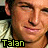 A 48x48 pixel animated contact sheet showing three frames of a person's face with the name "Talan" displayed in different colors and styles across each frame.