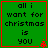 Green background with red border displays text 'all i want for christmas is you' in black pixelated font, four identical arranged in a