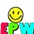 A pixelated yellow smiley face icon with black eyes and mouth sits above colorful block letters spelling 'EPM' on a white background.
