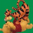 Pixelated image of two figures in dynamic poses against a solid green background, one figure in red and yellow attire, the other in yellow and red attire.