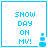 Four identical pixelated blue text with 'SNOW DAY ON MV!' and a small blue icon, arranged in a on white background
