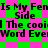 Pixelated text repeats across a green and pink checkered background with visible compression artifacts.